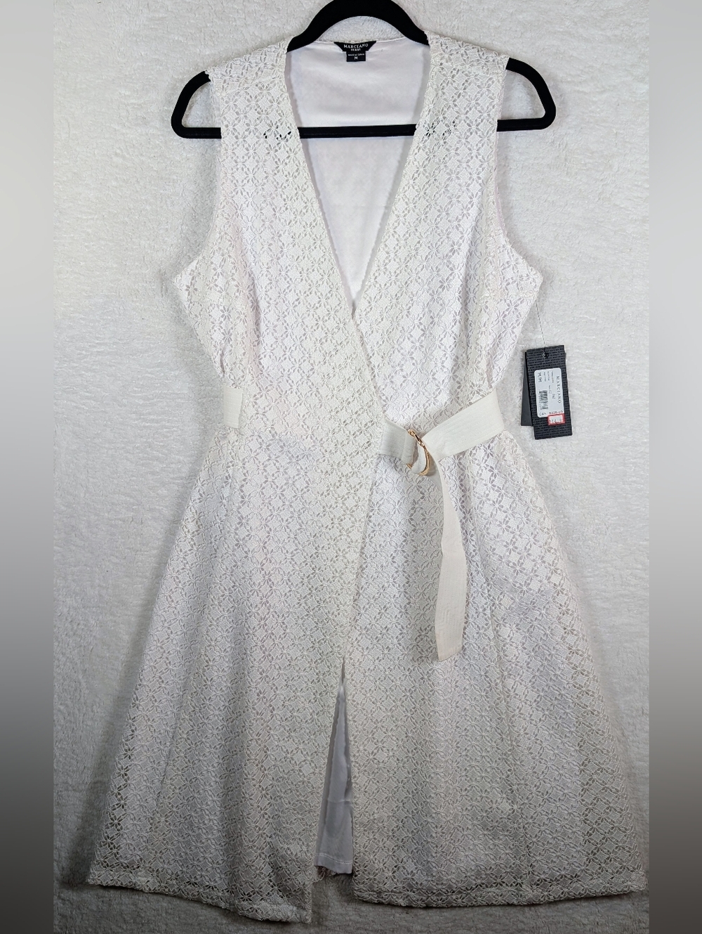 Marciano White Lace Dress with‎ Fabric Belt